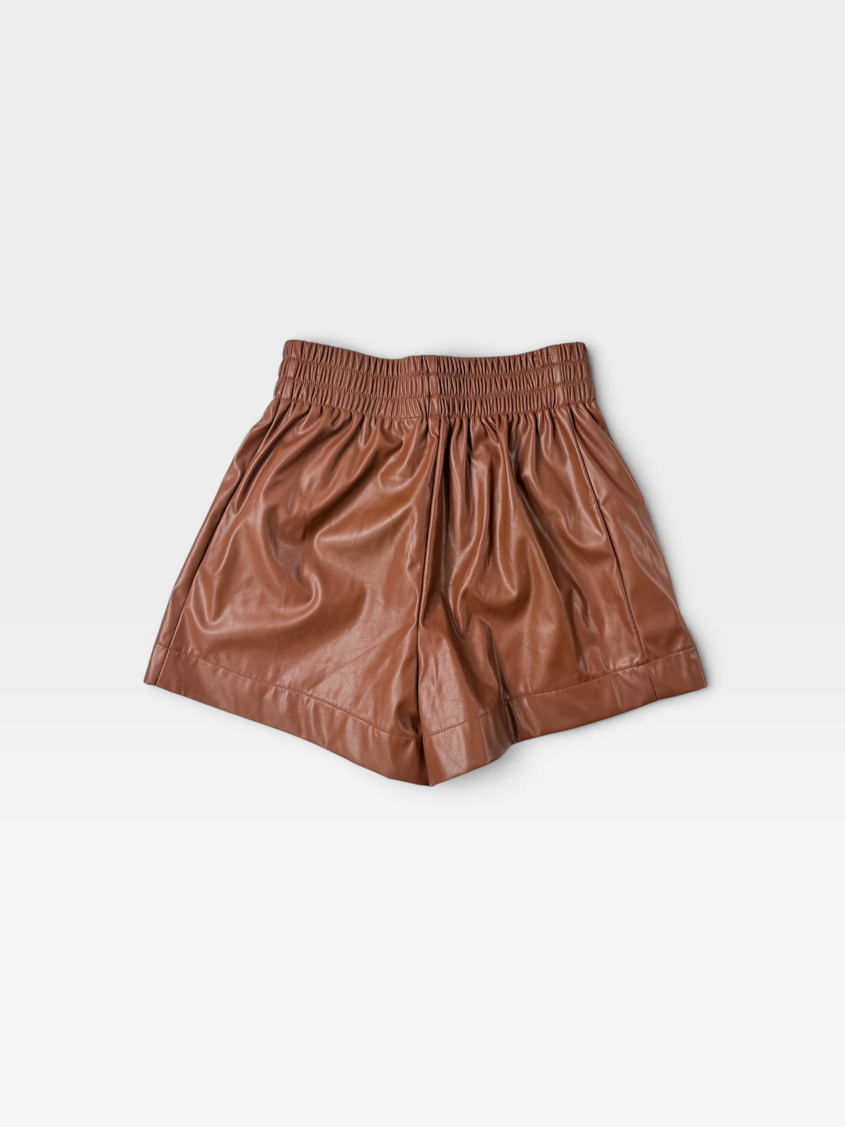 BROWN LEATHER ENTRO SHORTS S