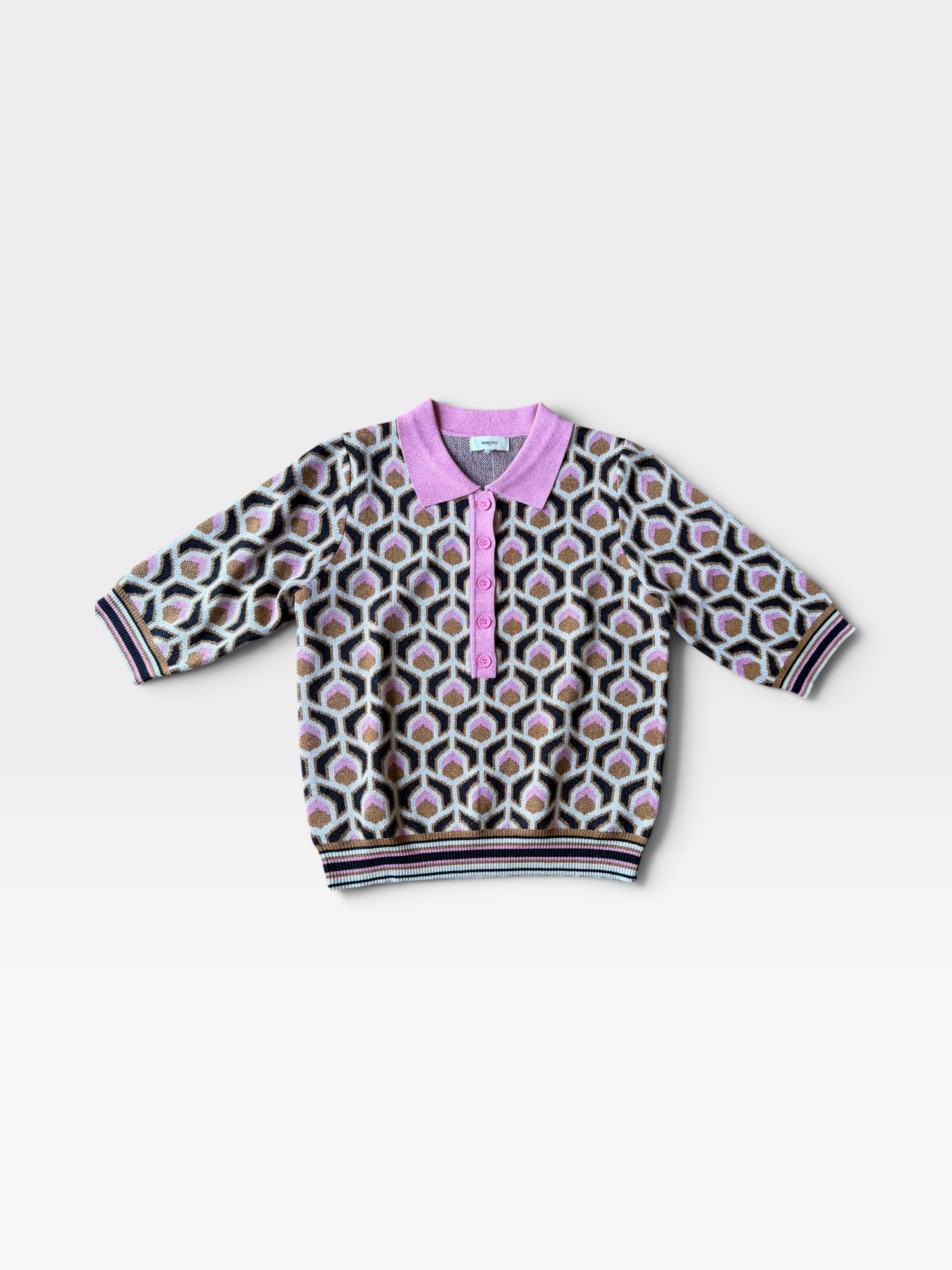BLACK/GOLD/PINK SUNCOO PALMER SWEATER TOP (ORG. $150) S