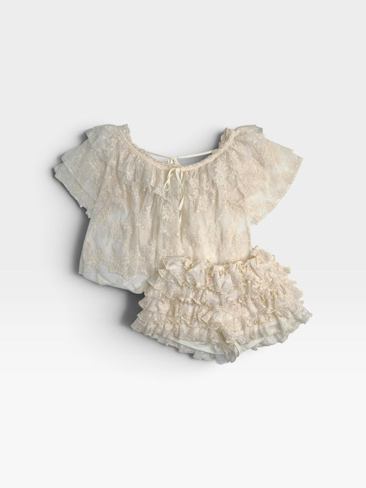 BEIGE GB TOP/SHORT SET S