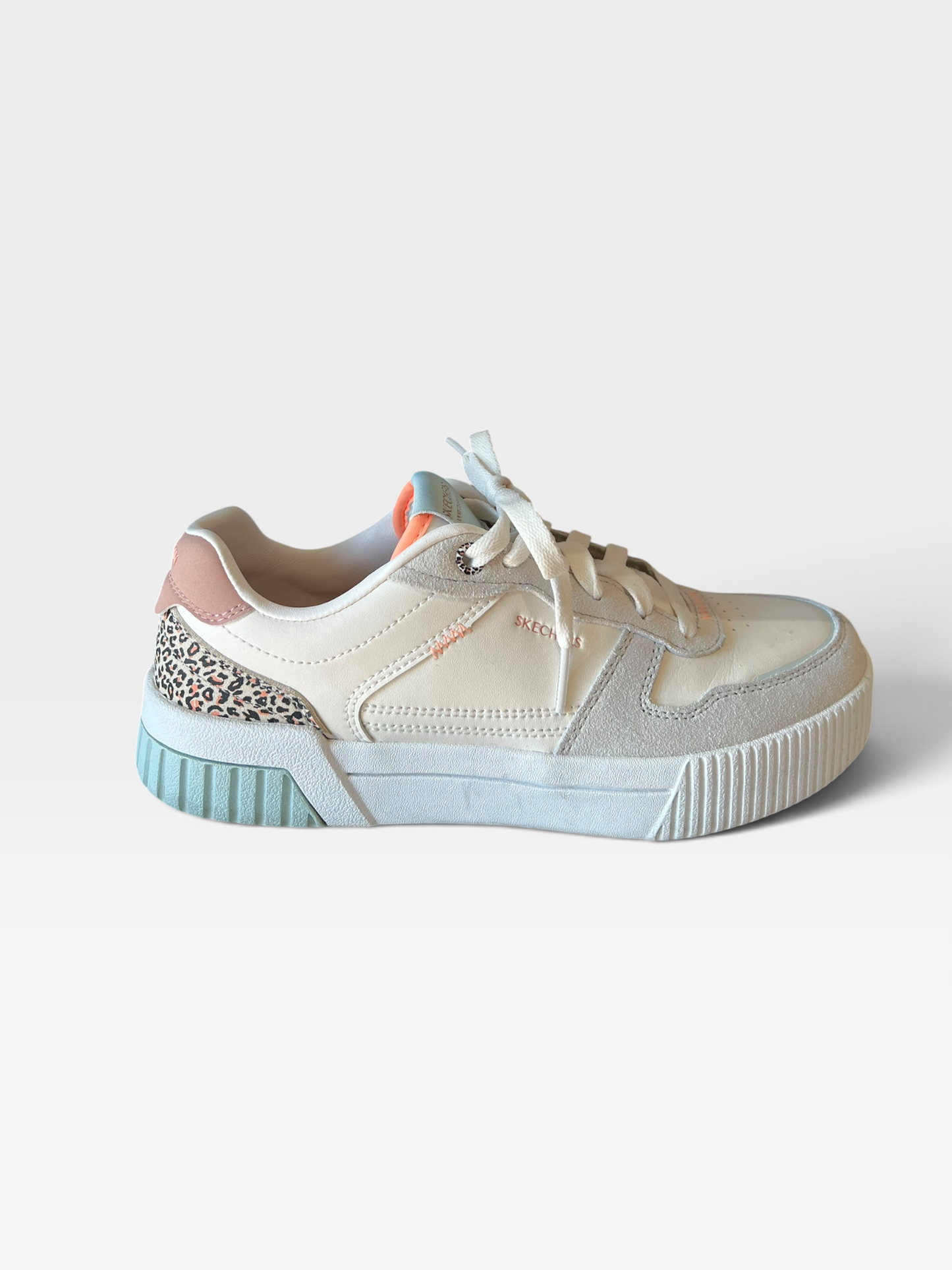 ORANGE/WHITE SKETCHERS CHEETAH SHOES 7