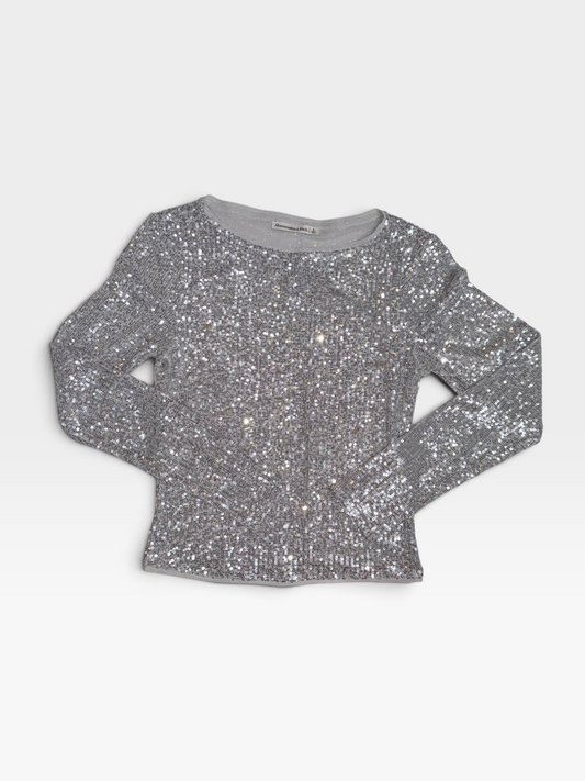 SILVER SPARKLE ABERCROMBIE & FITCH LONG SLEEVE TOP S