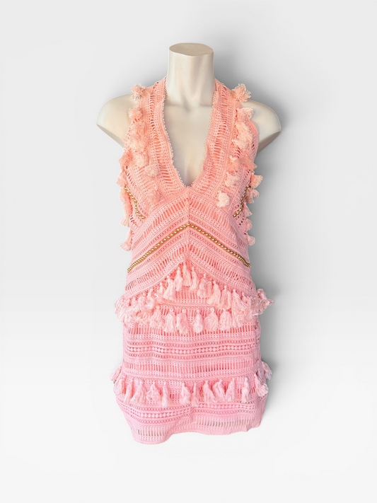 PINK GOODNIGHT MACAROON TASSEL DRESS (NWT) M