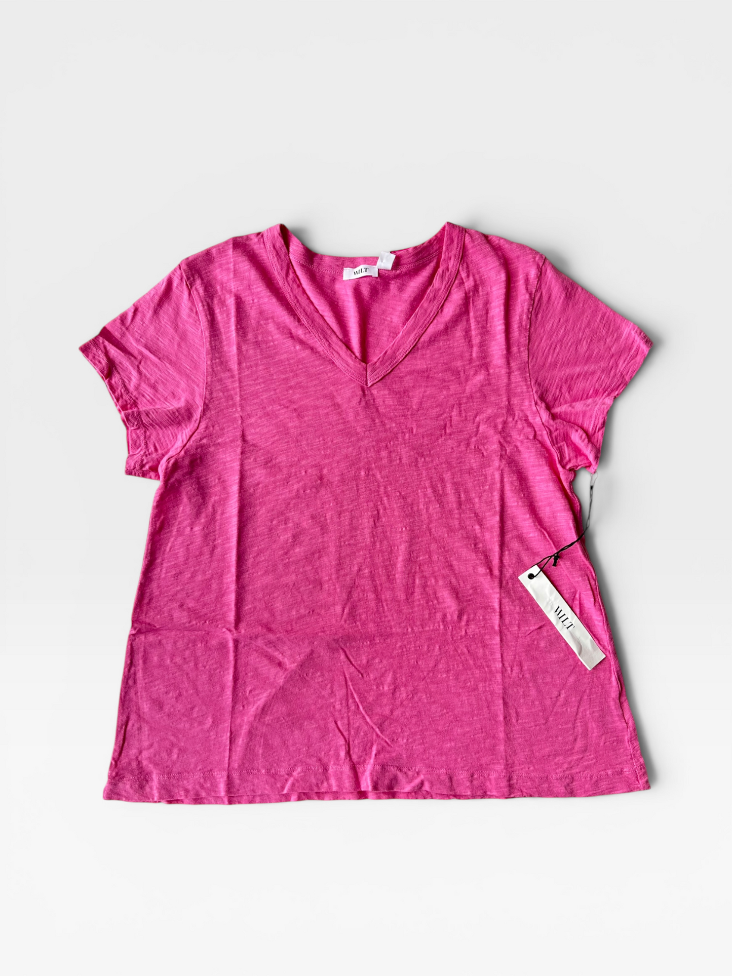LIGHT PINK WILT V-NECK TEE (NWT $81) L