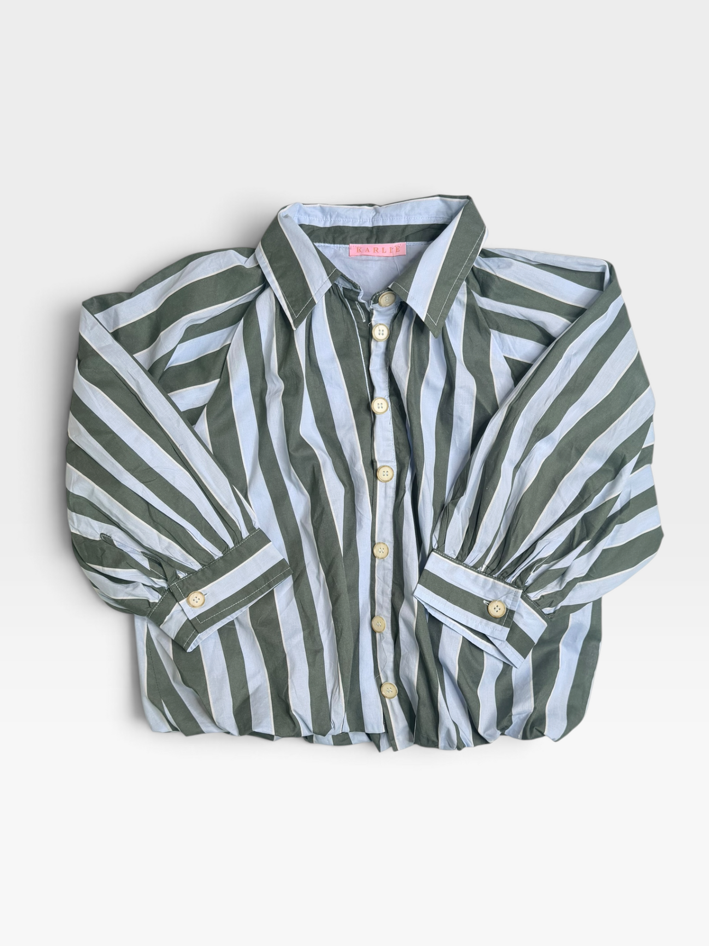 BLUE/GREEN STRIPE KARLIE TOP S