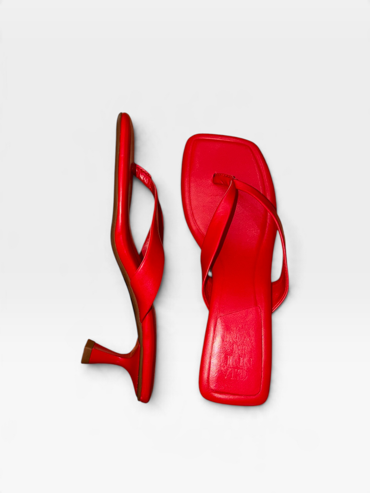 RED GIANNI BINI SQUARE TOE THONG SANDALS | 7