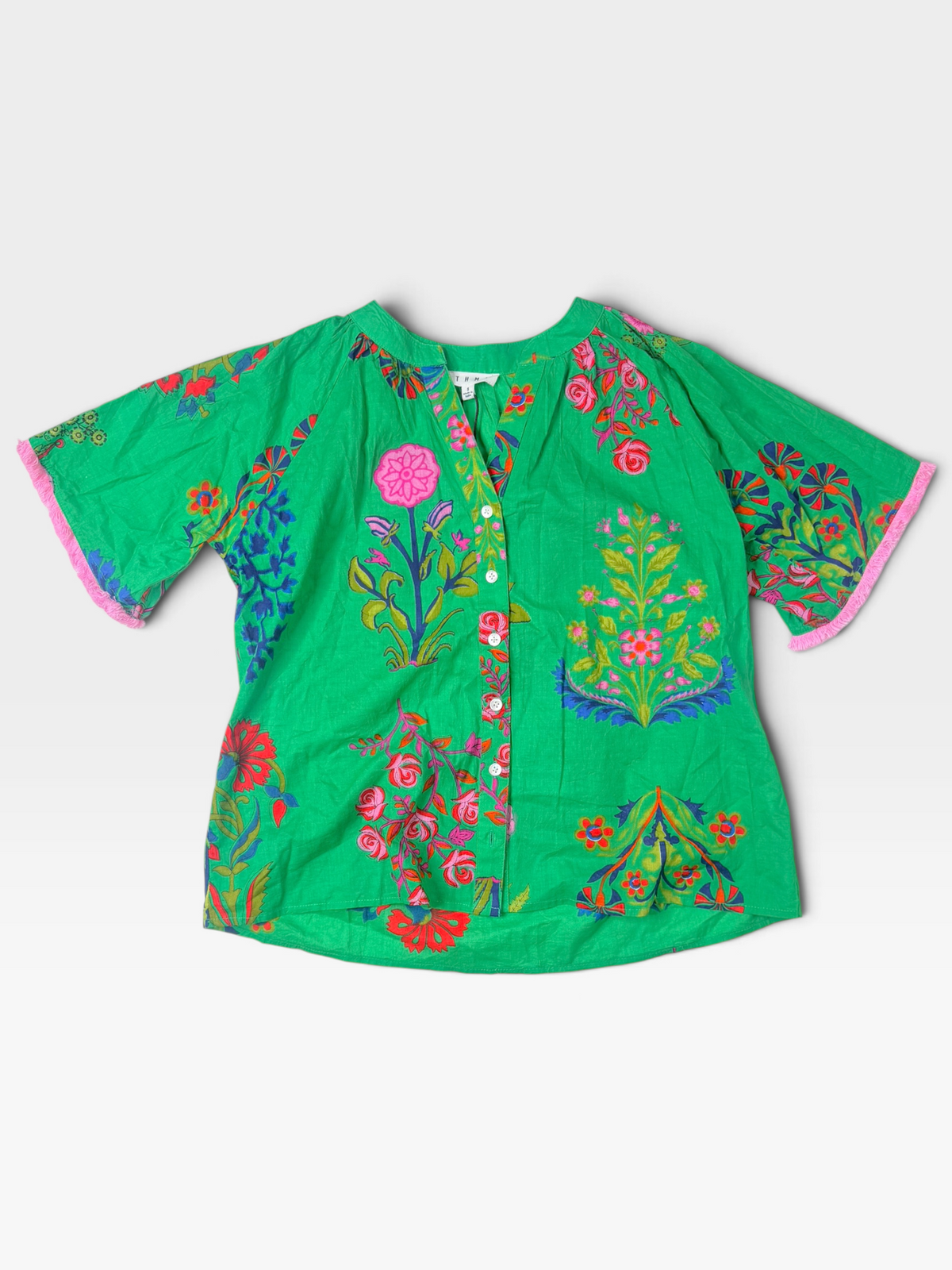 GREEN THML FLORAL TOP (NWT $79) S