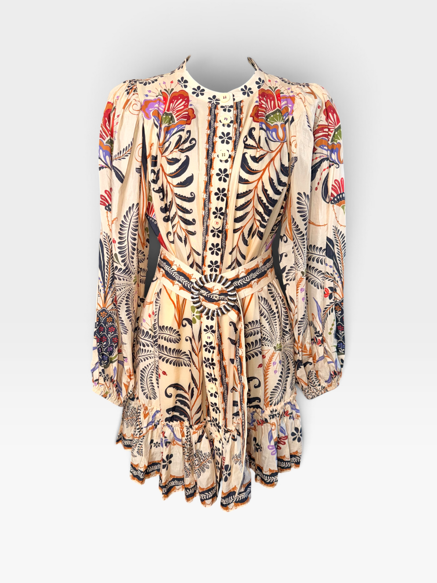 TAN FARM RIO CLASSIC NATURE MINI DRESS (ORG. $288) S