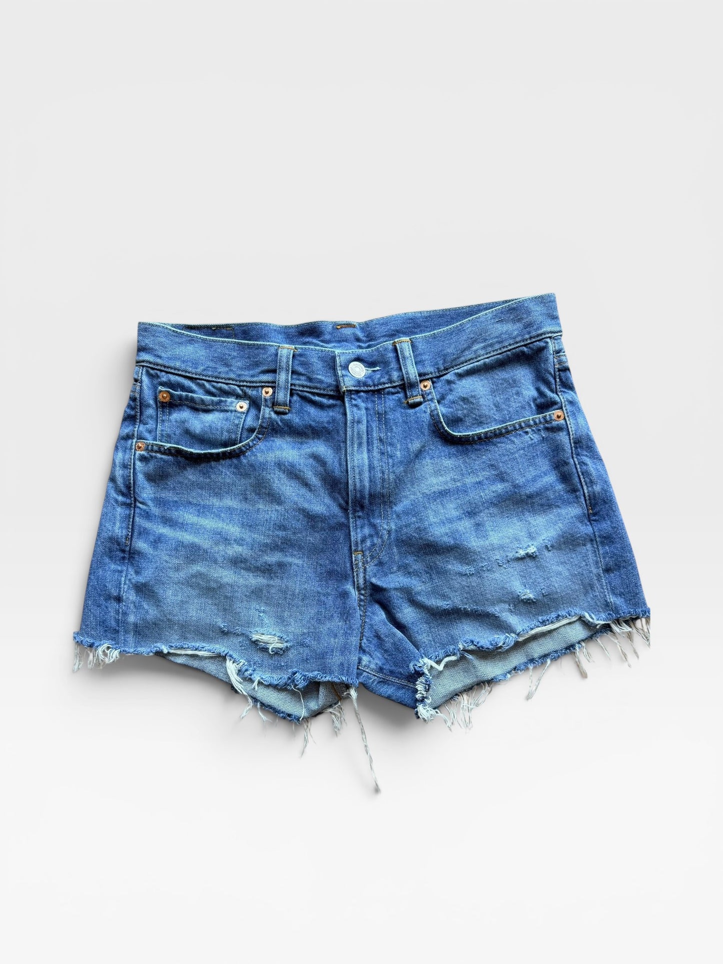 DENIMIST MID-RISE CUTOFF DENIM SHORTS (ORG. $175) 27