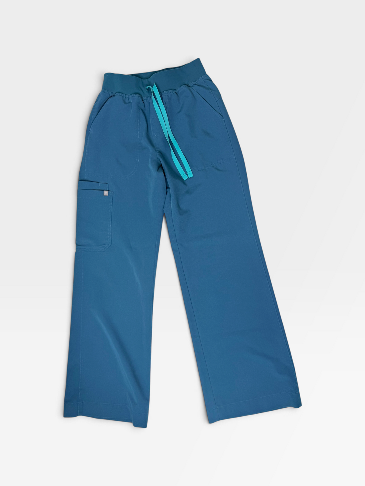 CARIBBEAN BLUE WIDE LEG SCRUB PANTS XS