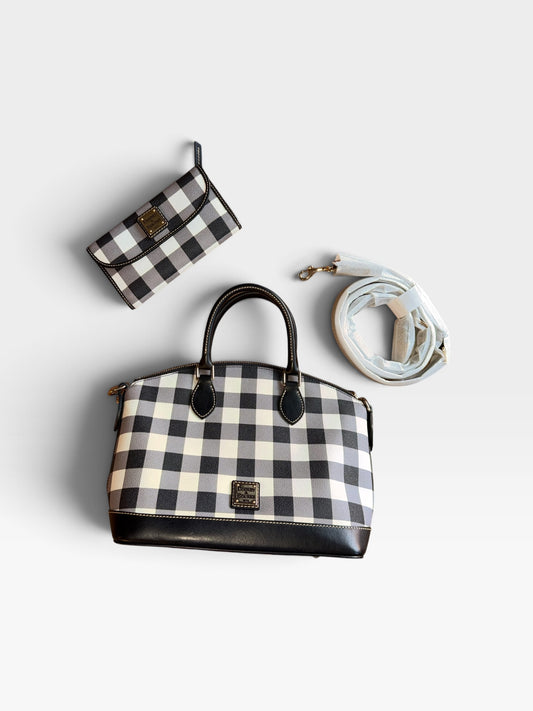 BLACK/WHITE DOONEY & BOURKE DARCY SATCHEL (ORG. $389)