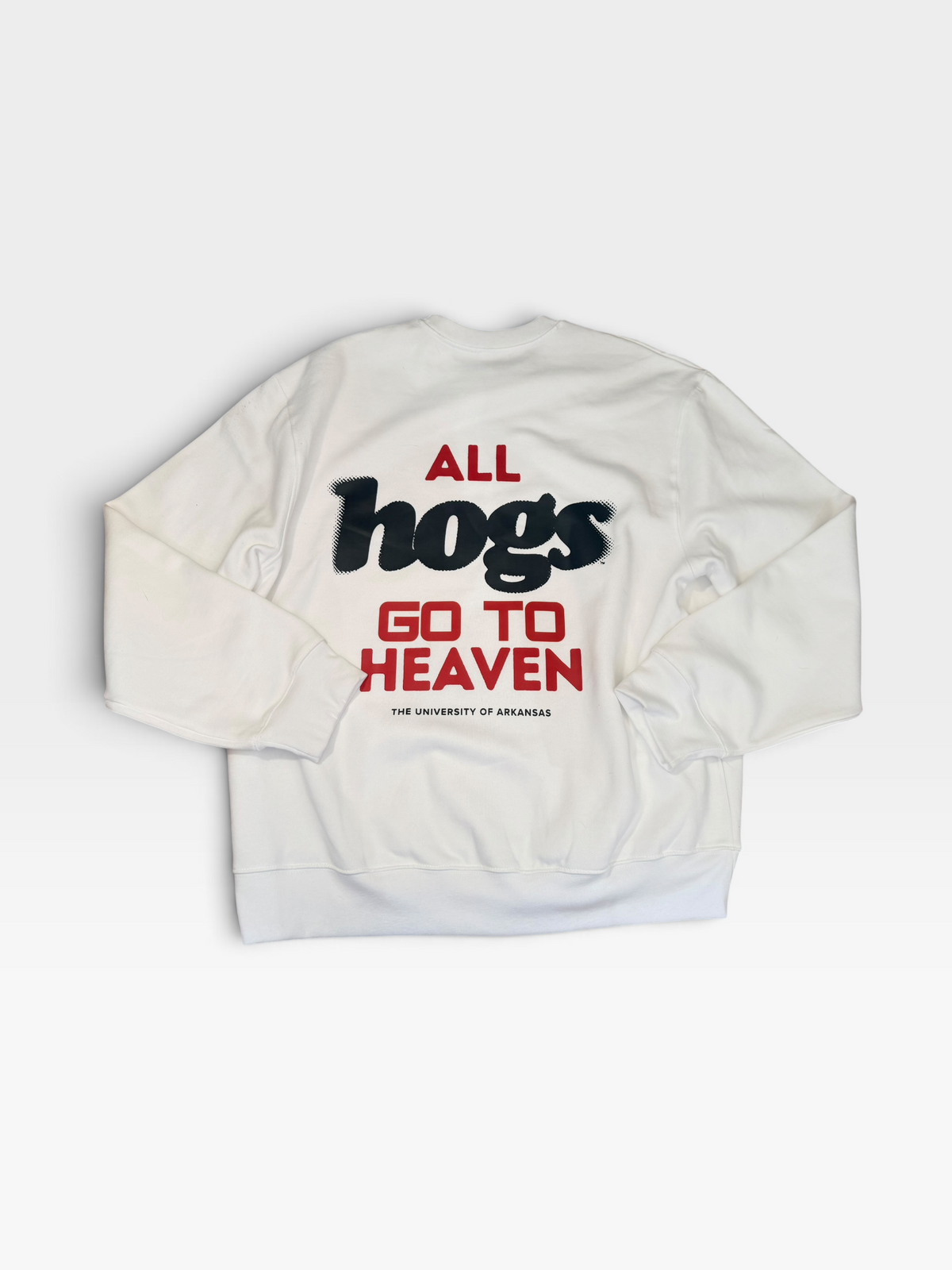 WHITE ALL HOGS GO TO HEAVEN PULLOVER L