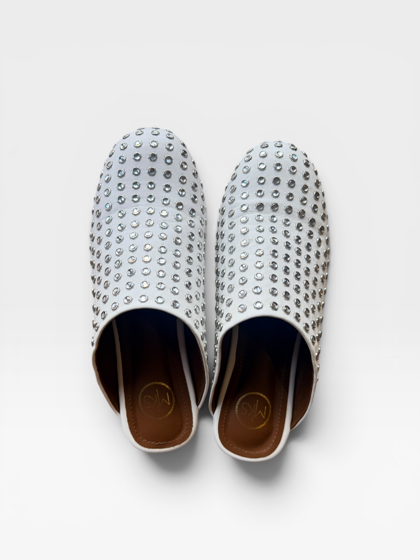 WHITE STUDED MKS SHOES 9