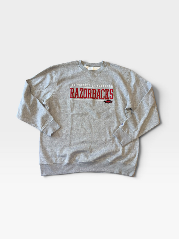 GREY ARKANSAS RAZORBACK PULLOVER (NWT) XL