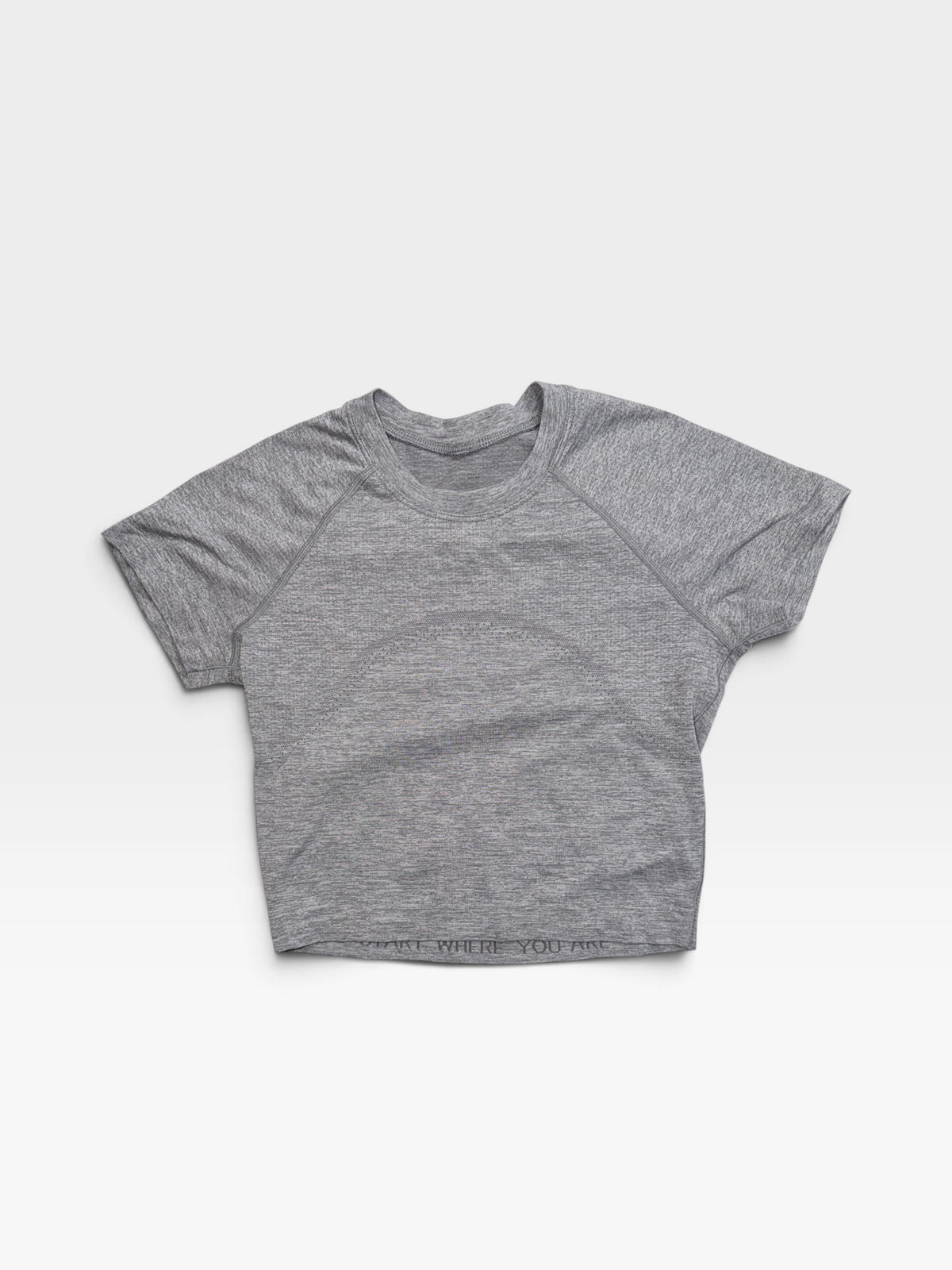 GREY LULULEMON CROP TEE 4