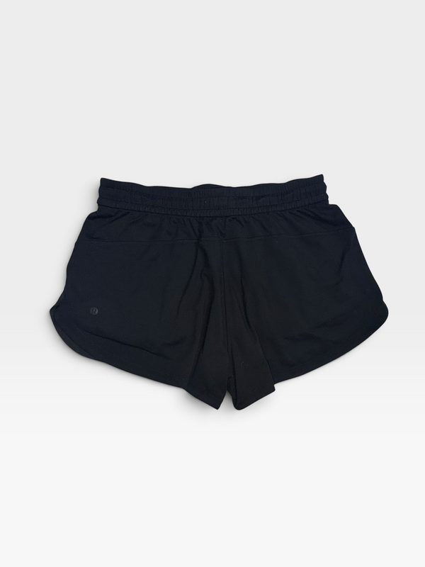BLACK LULULEMON SOFT JERSEY CURVED-HEM SHORTS M