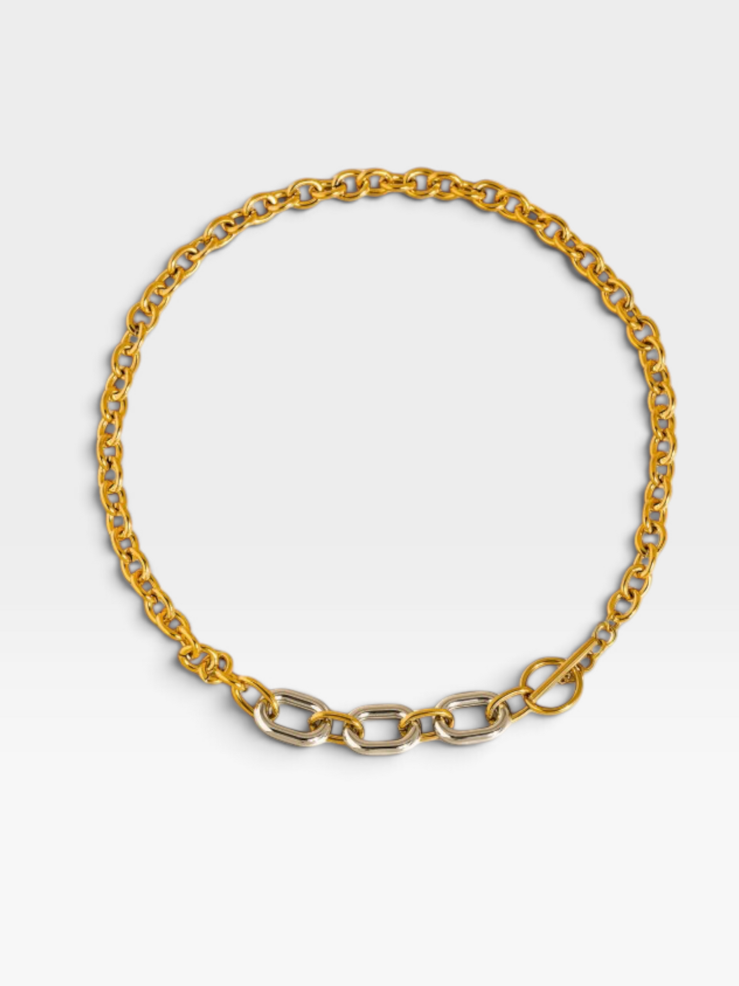 18K GOLD NON TARNISH TWO TONE CHAIN NECKLACE