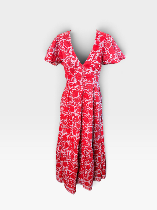 RED CLEOBELLA SASHA ANKLE DRESS (ORG. $278) S