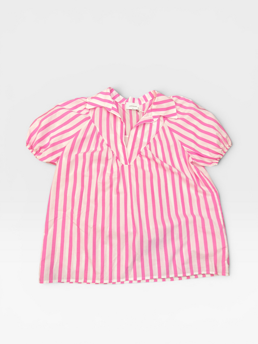 PINK/WHITE ADRIENNE TOP (NWT $64.90) S