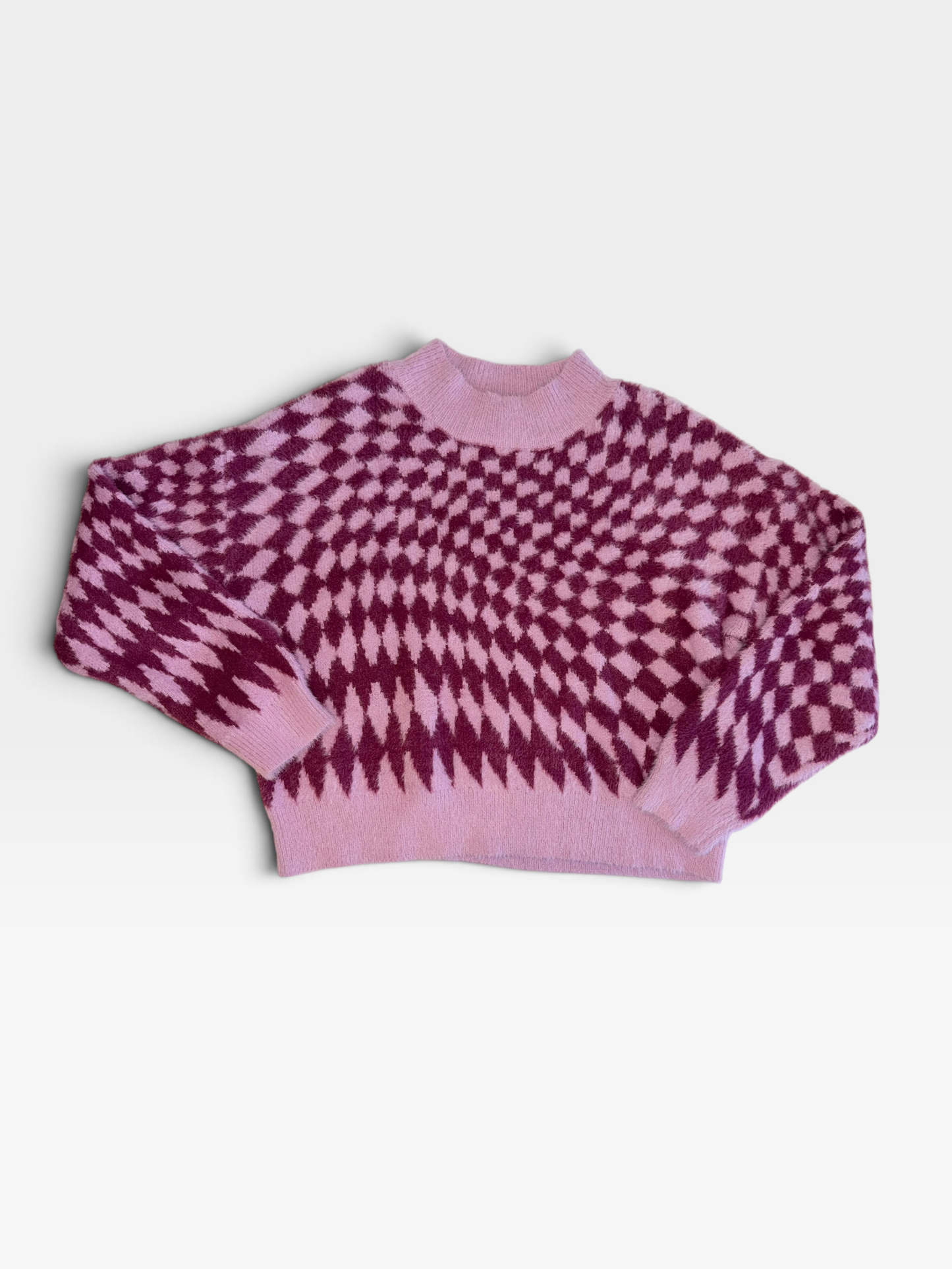 PINK CHECKERED THML SWEATER M