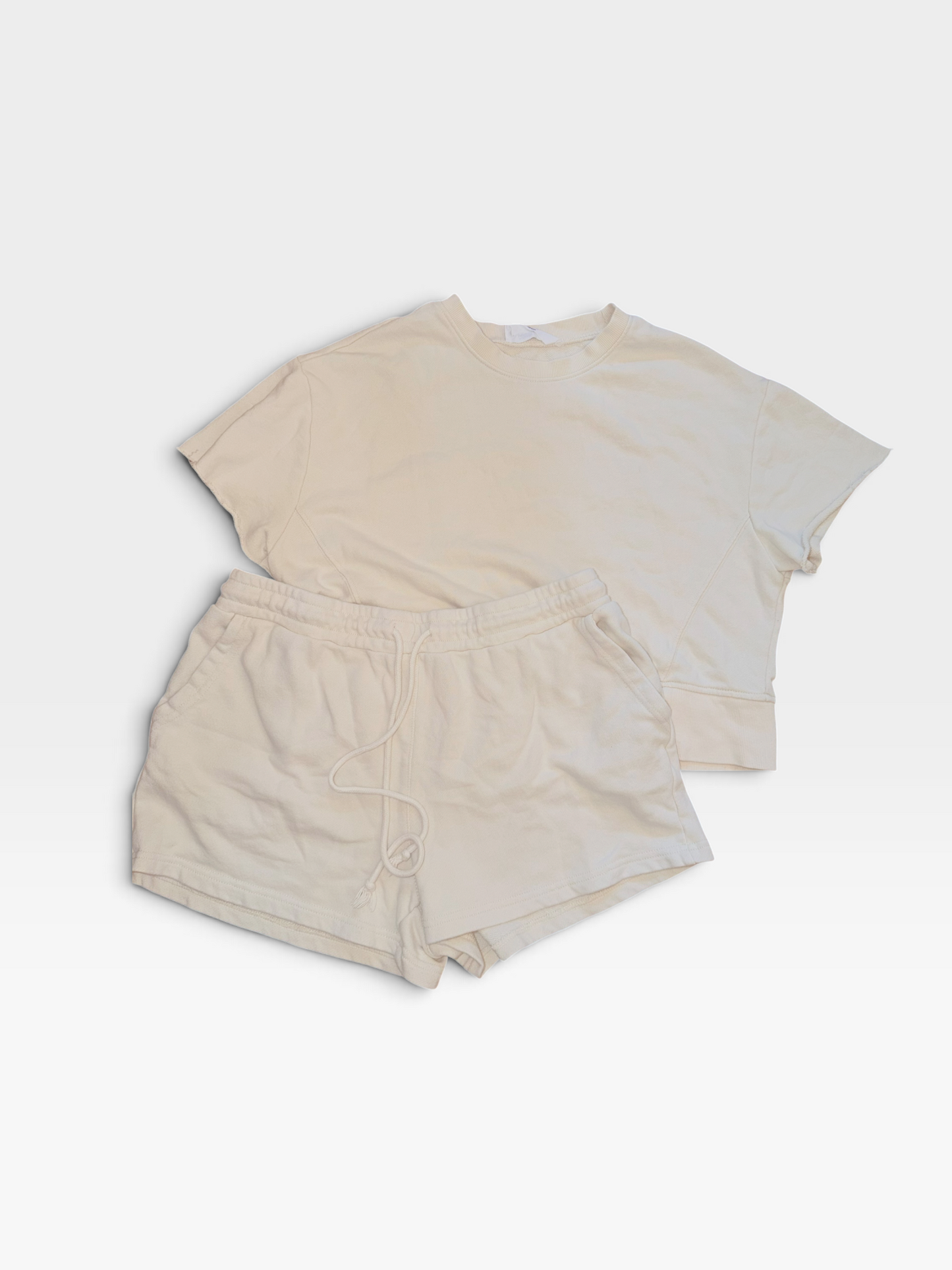 CREAM DOUBLE ZERO SHORT SET S