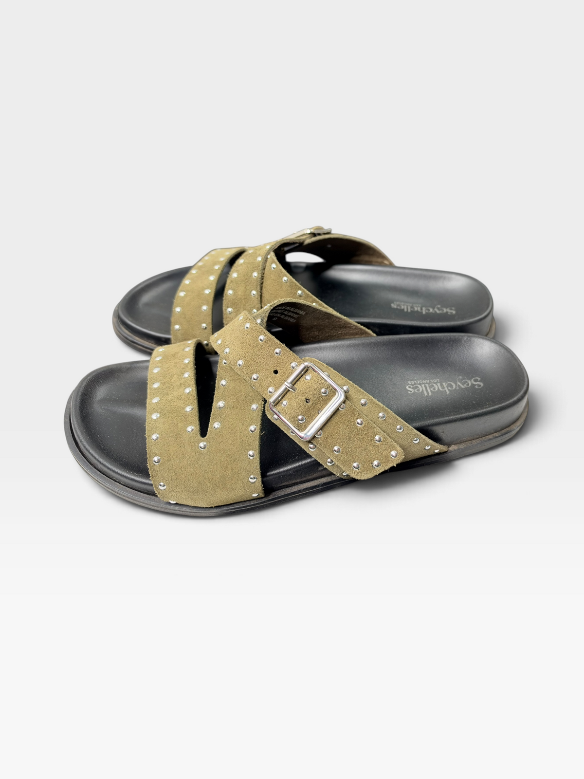 GREEN/SILVER SEYCHELLES SANDALS 9