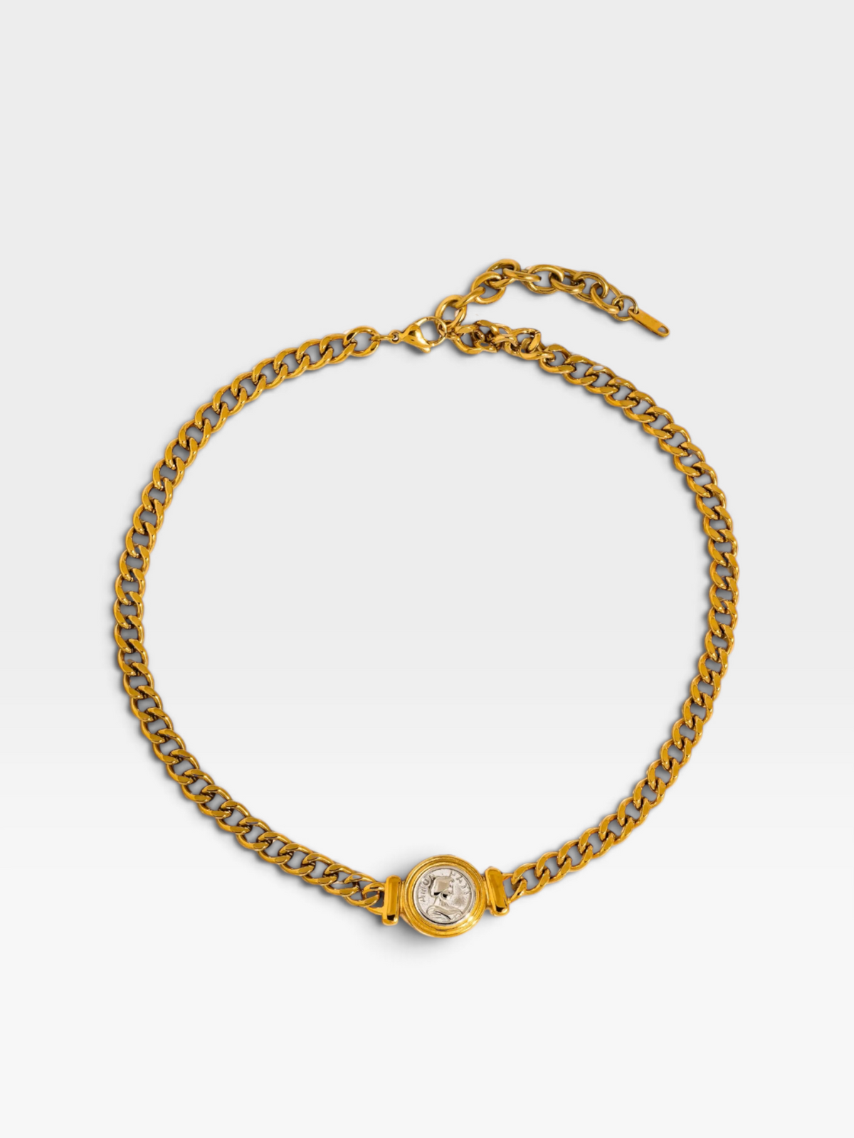 18K GOLD NON TARNISH COIN PENDANT NECKLACE