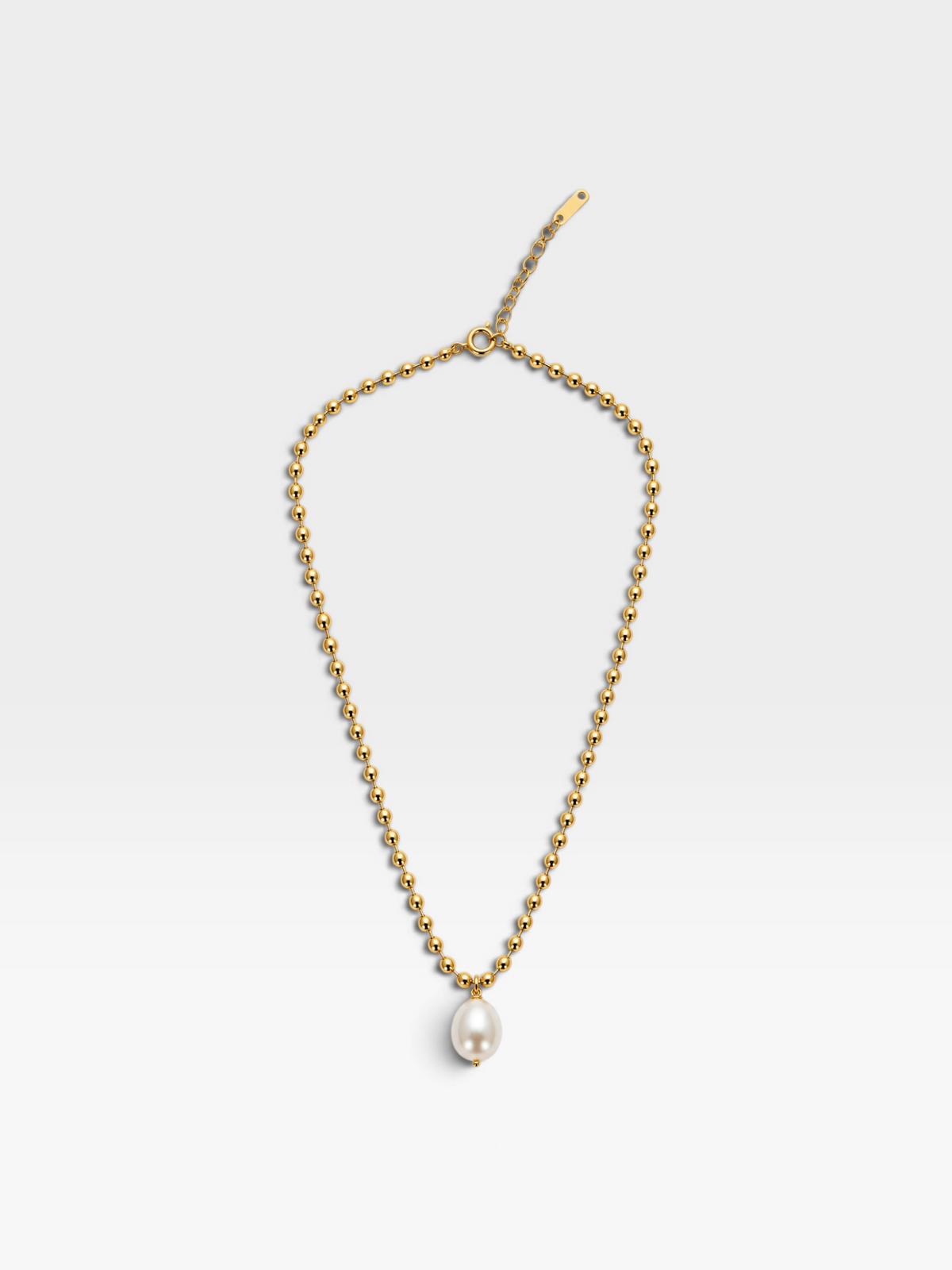 18K GOLD N ON-TARNISH CHAIN PEARL NECKLACE