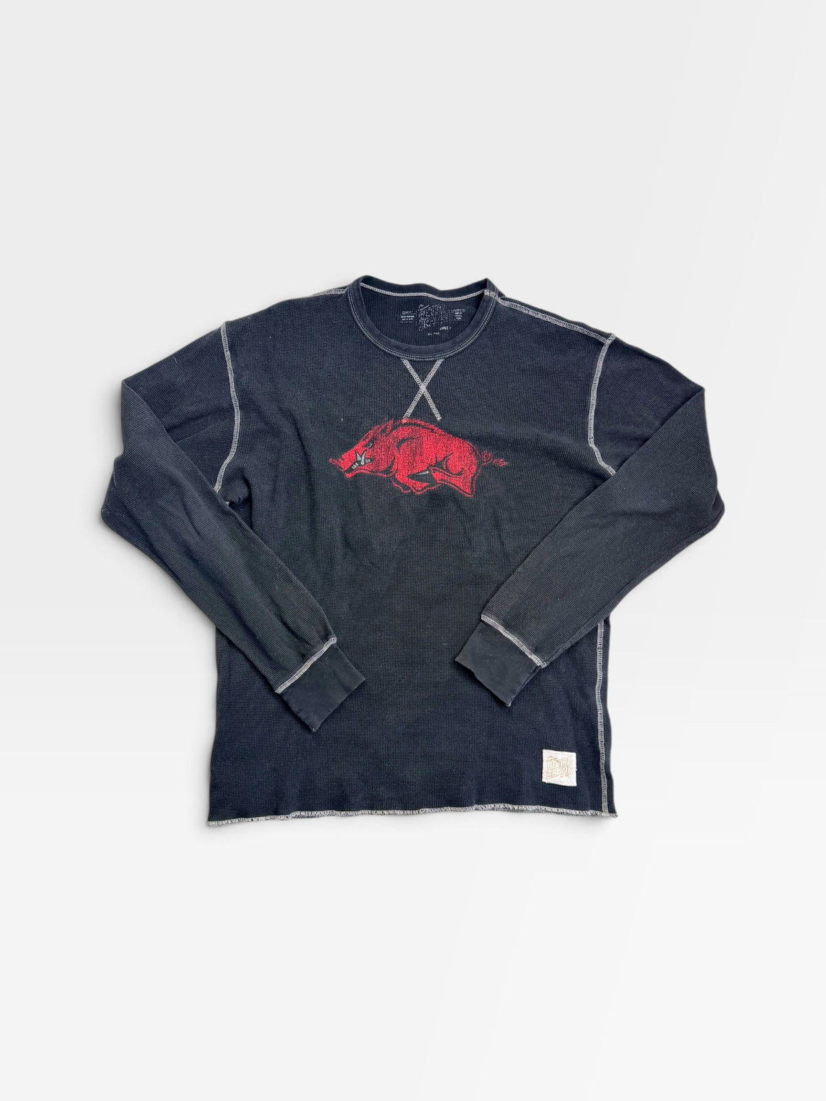 BLACK RETRO BRAND ARKANSAS RAZORBACK WAFFLE LONG SLEEVE | L