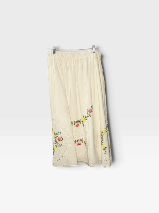 WHITE/FLOWER CATO SKIRT L