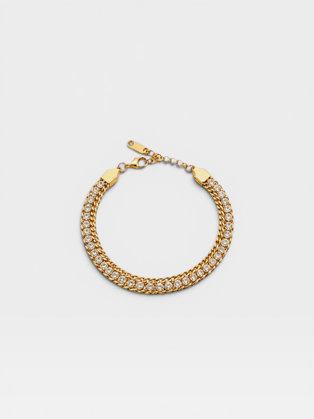 18K GOLD NON-TANISH CRYSTAL CHAIN BRACELET
