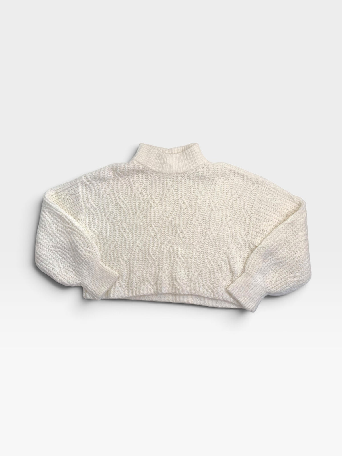 WHITE CHELSEA & VIOLET CROPPED SWEATER | S