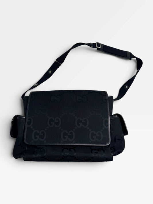 BLACK GUCCI JUMBO GG CHANGING BAG W/ PAD (AUTH)