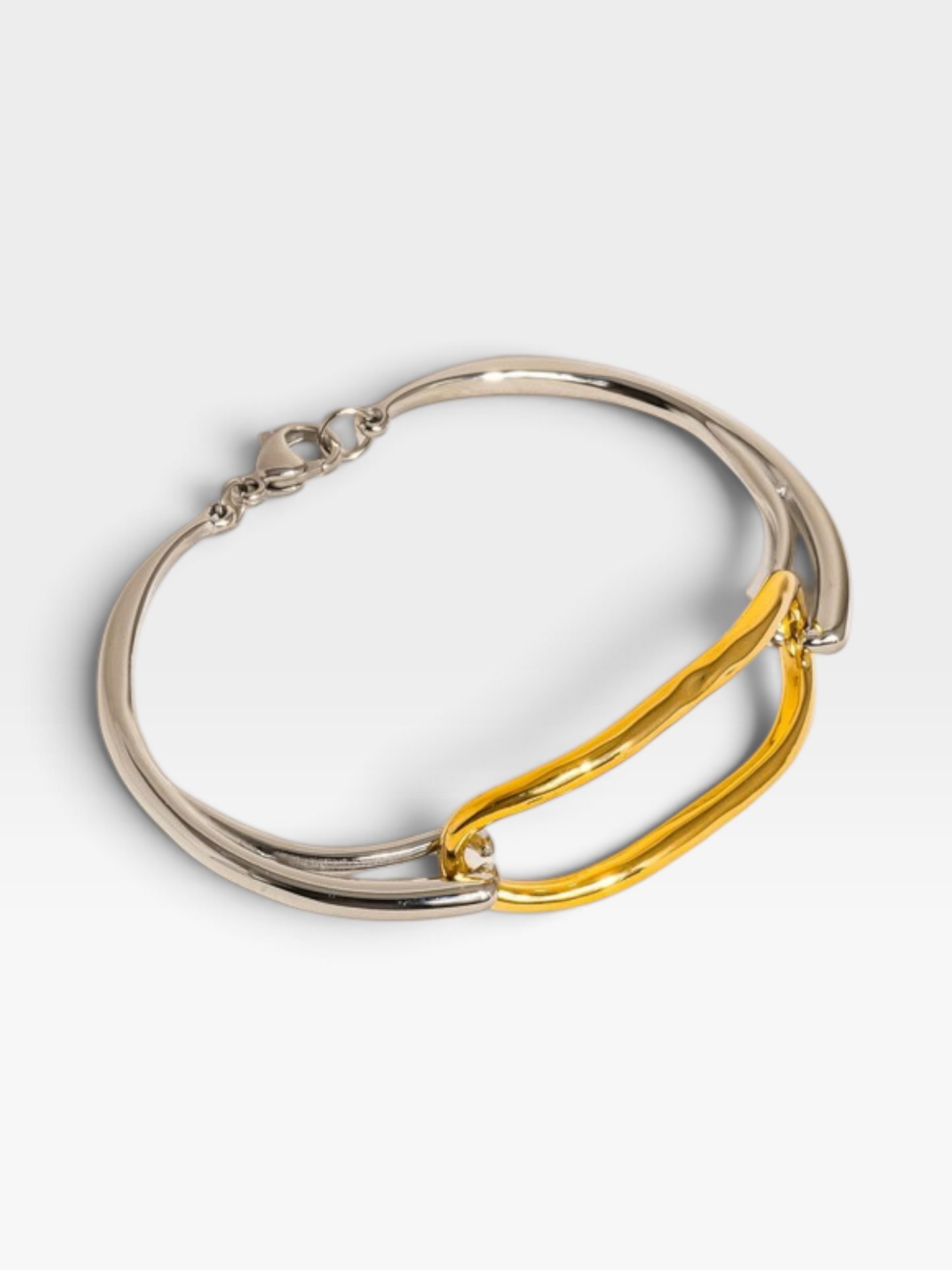 18K GOLD NON TARNISH HOOP BRACELET (GOLD/SILVER)