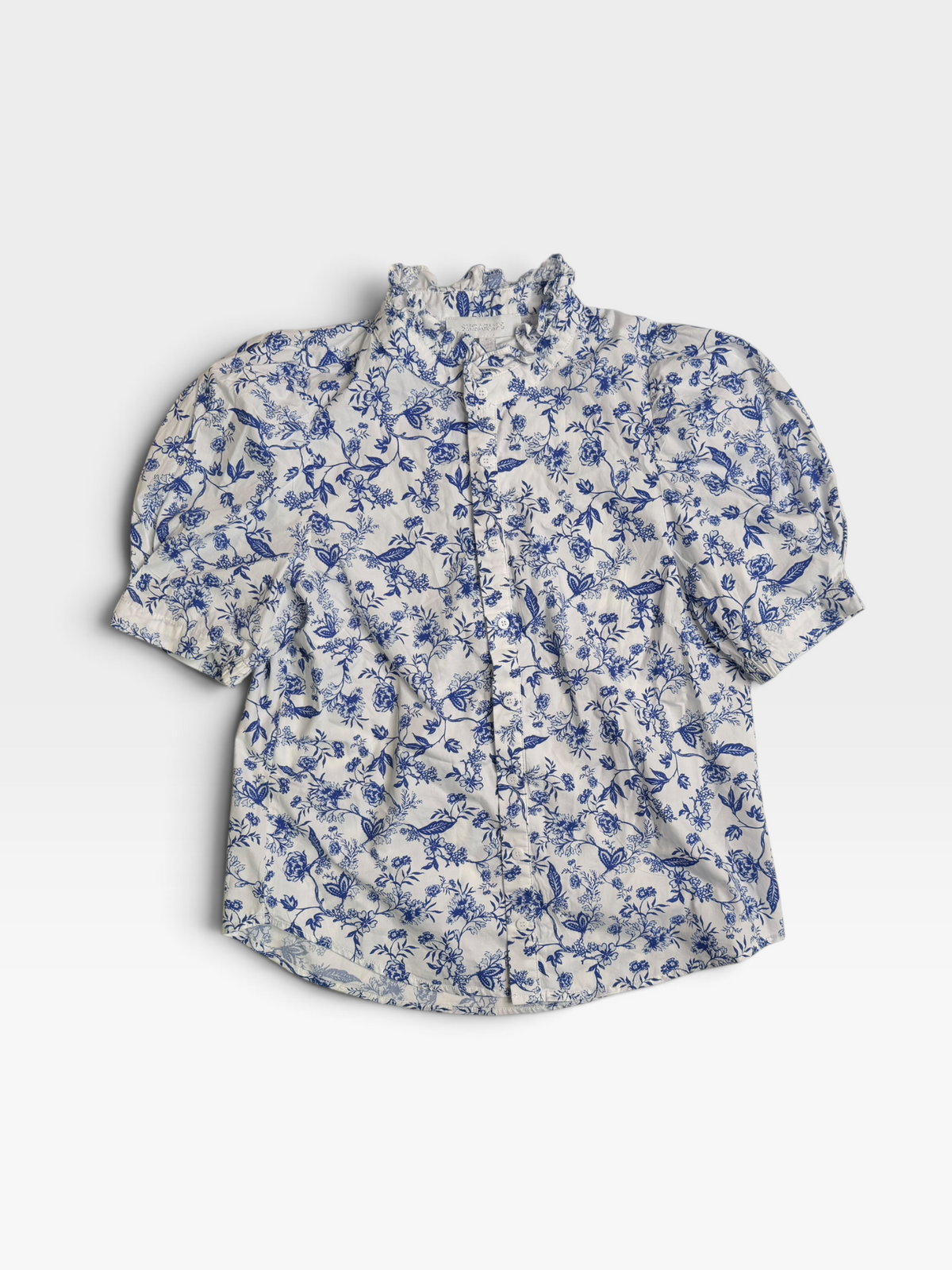BLUE/WHITE FLORAL SUGARLIPS TOP XS