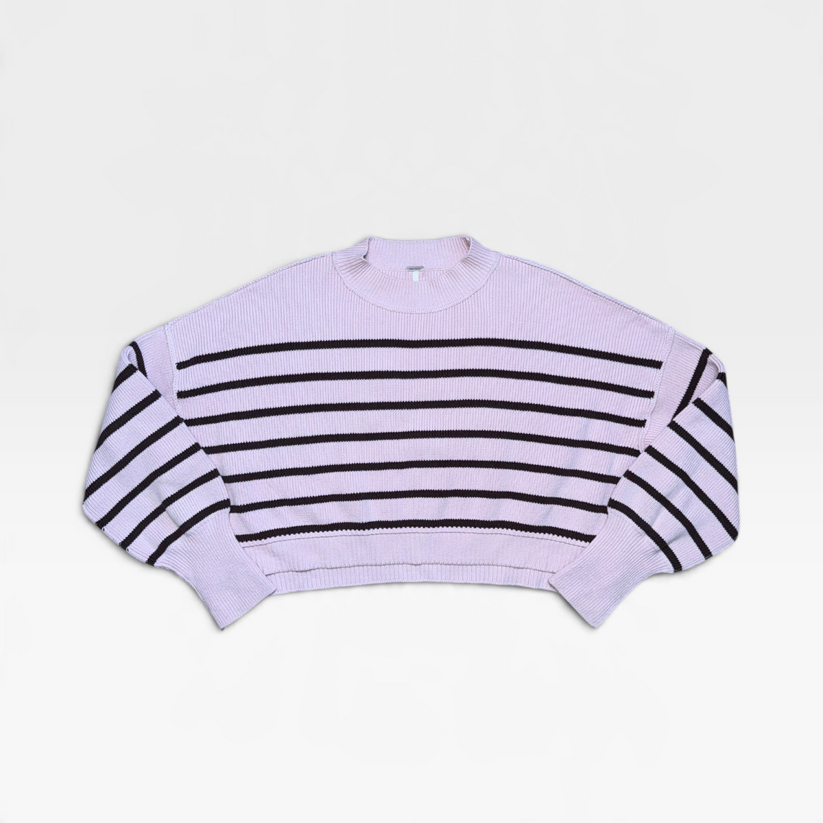 PINK/BROWN STRIPED FREE PEOPLE SWEATER | M