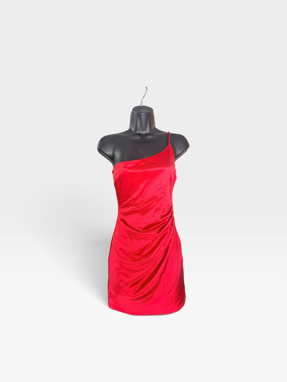RED SILK WINDSOR SHORT DRESS S