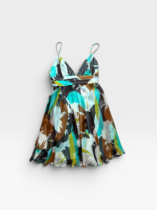 TAN, BROWN & BLUE MILLY OF NEW YORK DRESS 2 (EST. ORG. $325)