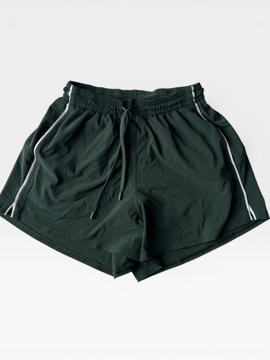 GREEN AND WHITE LULULEMON SHORTS 2