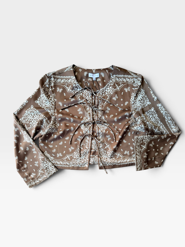 BROWN PAISLEY GIANNI BINI TOP (NWT) XL