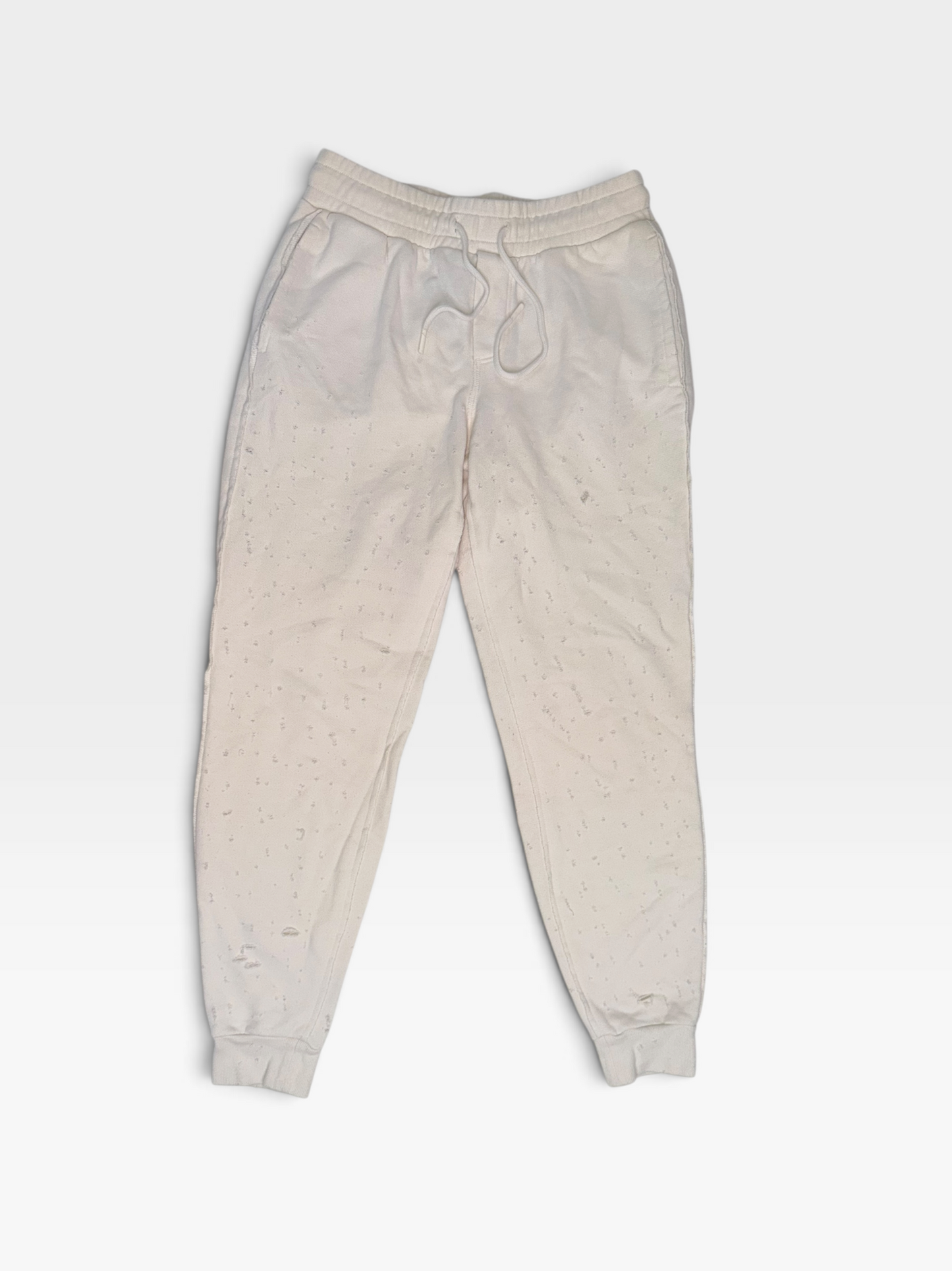 IVORY ALO YOGA FIERCE DISTRESSED SWEATPANTS (ORG. $110) S