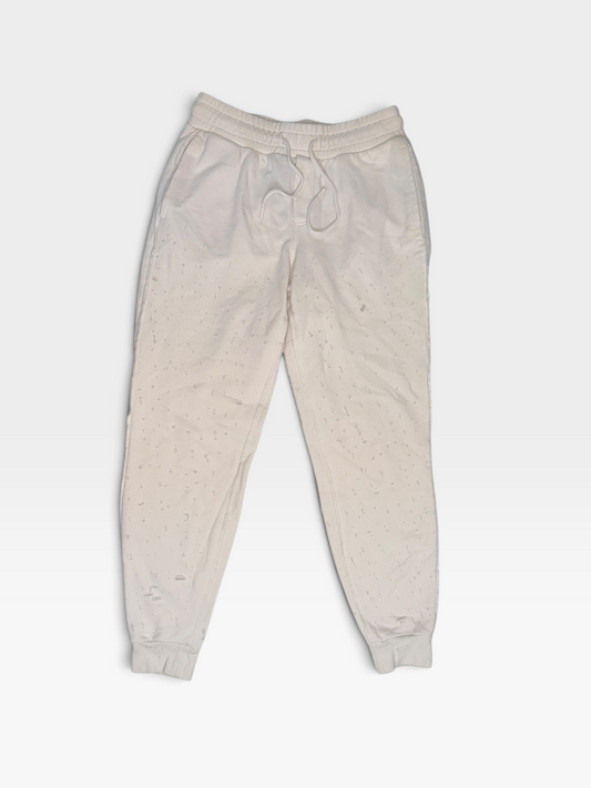 IVORY ALO YOGA FIERCE DISTRESSED SWEATPANTS (ORG. $110) S