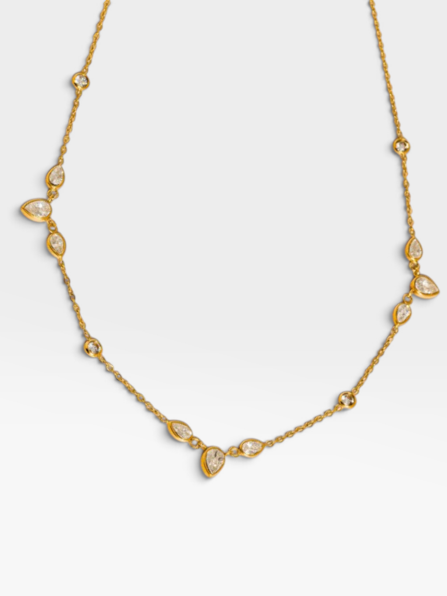 18K GOLD CZ TEARDROP NECKLACE