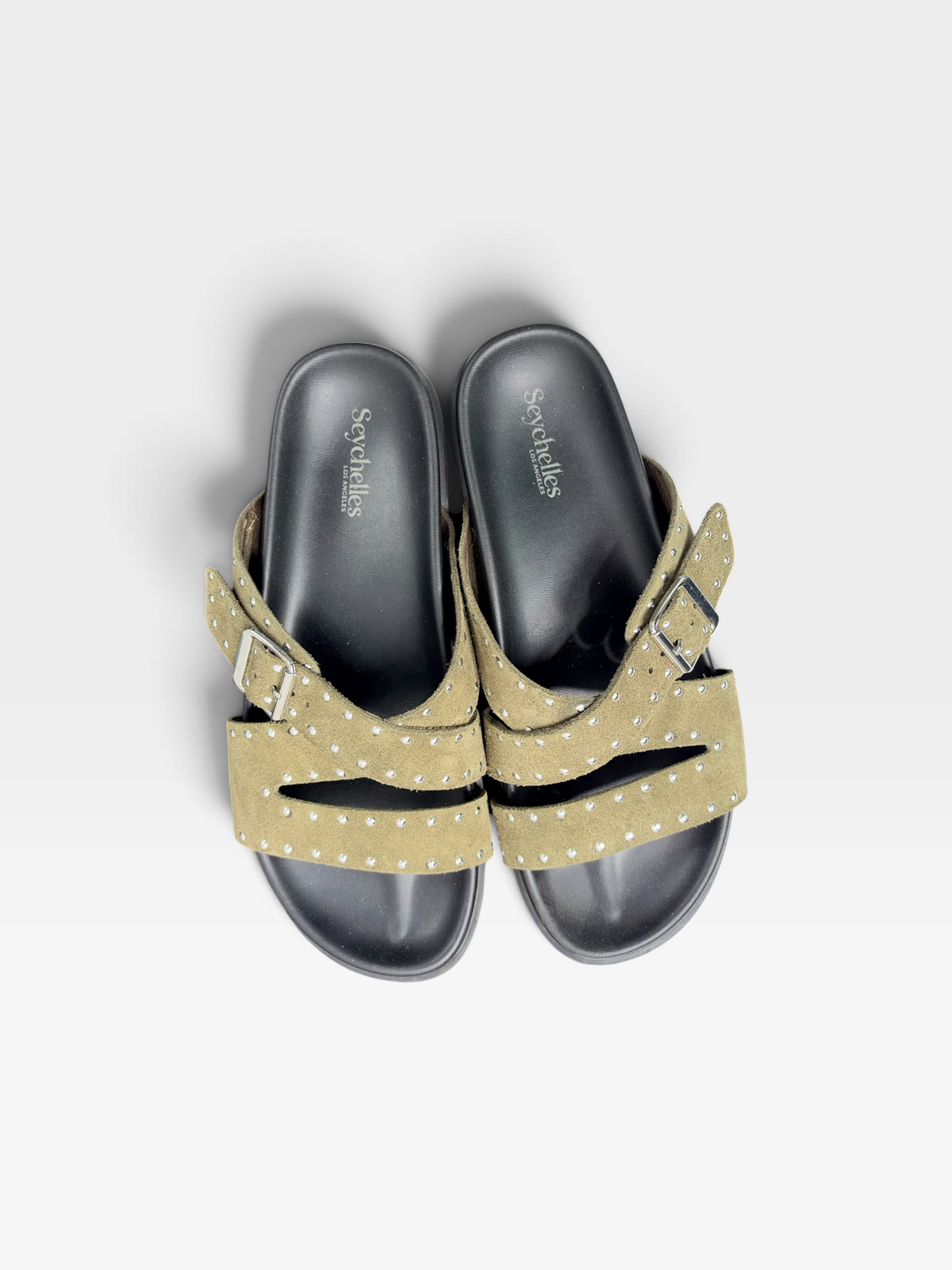 GREEN/SILVER SEYCHELLES SANDALS 9