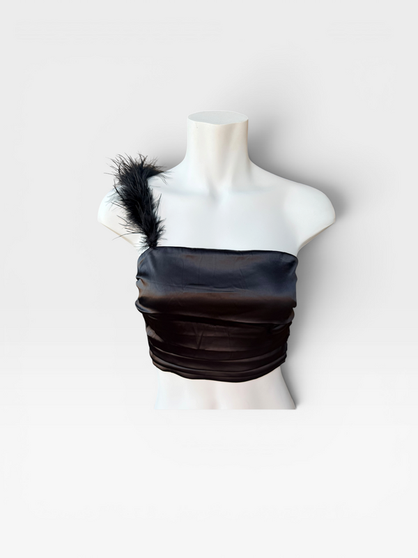 BLACK LENA ONE SHOULDER TANK S