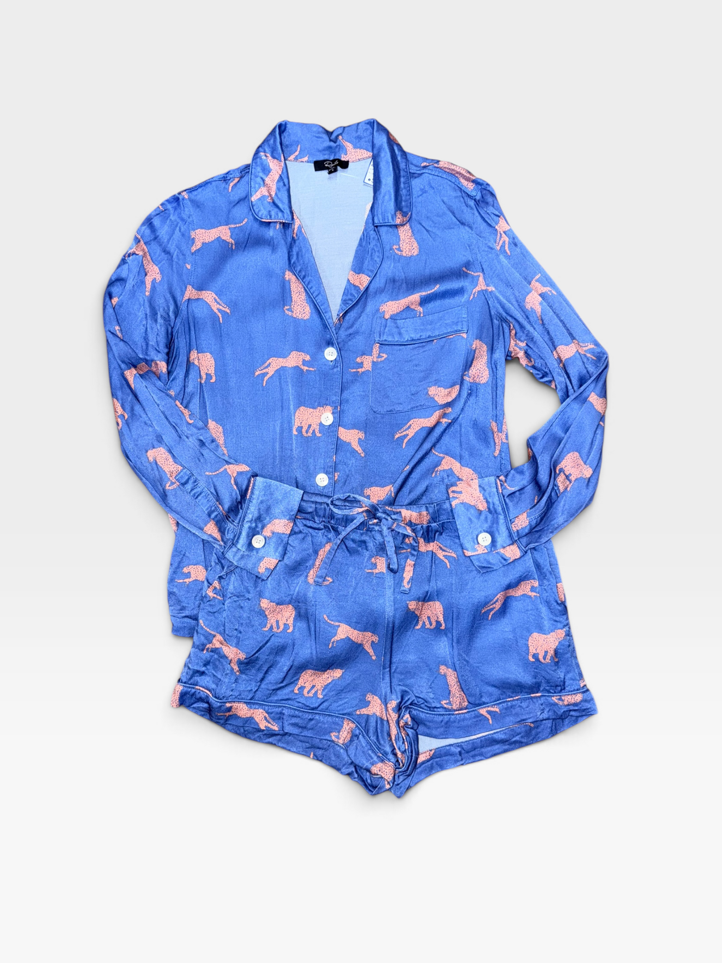 BLUE/PINK RAILS PAJAMA SET (ORG. $168) S