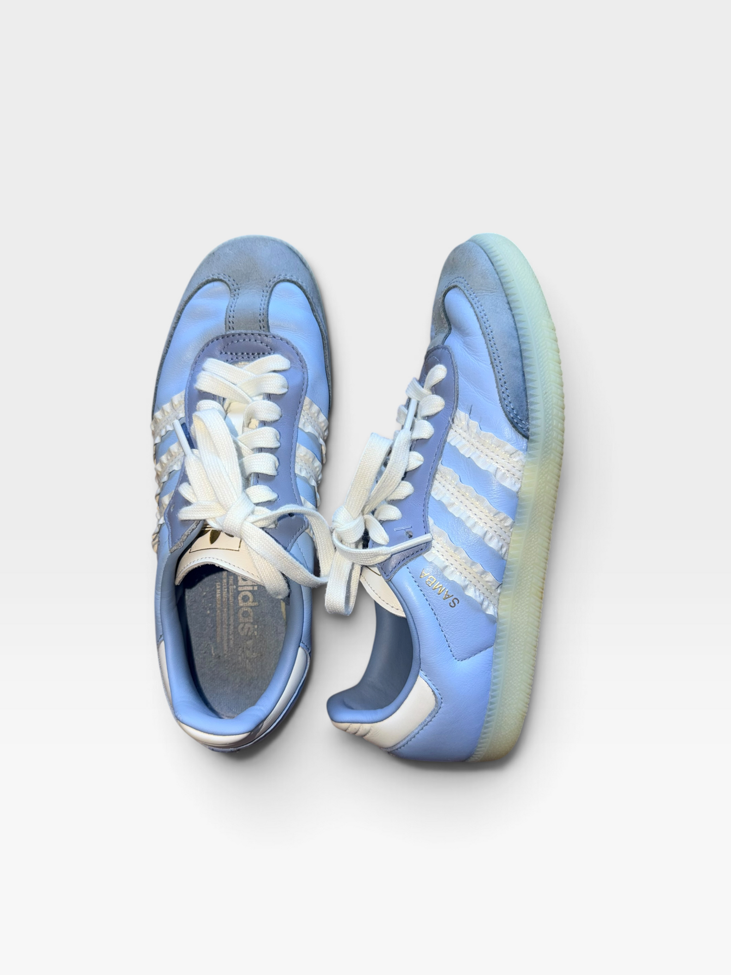 BLUE/WHITE ADIDAS SHOES 8.5