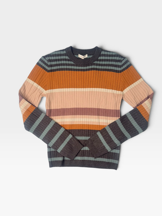 MULTI BROWNS MYSTREE TOP (NWT $72) L