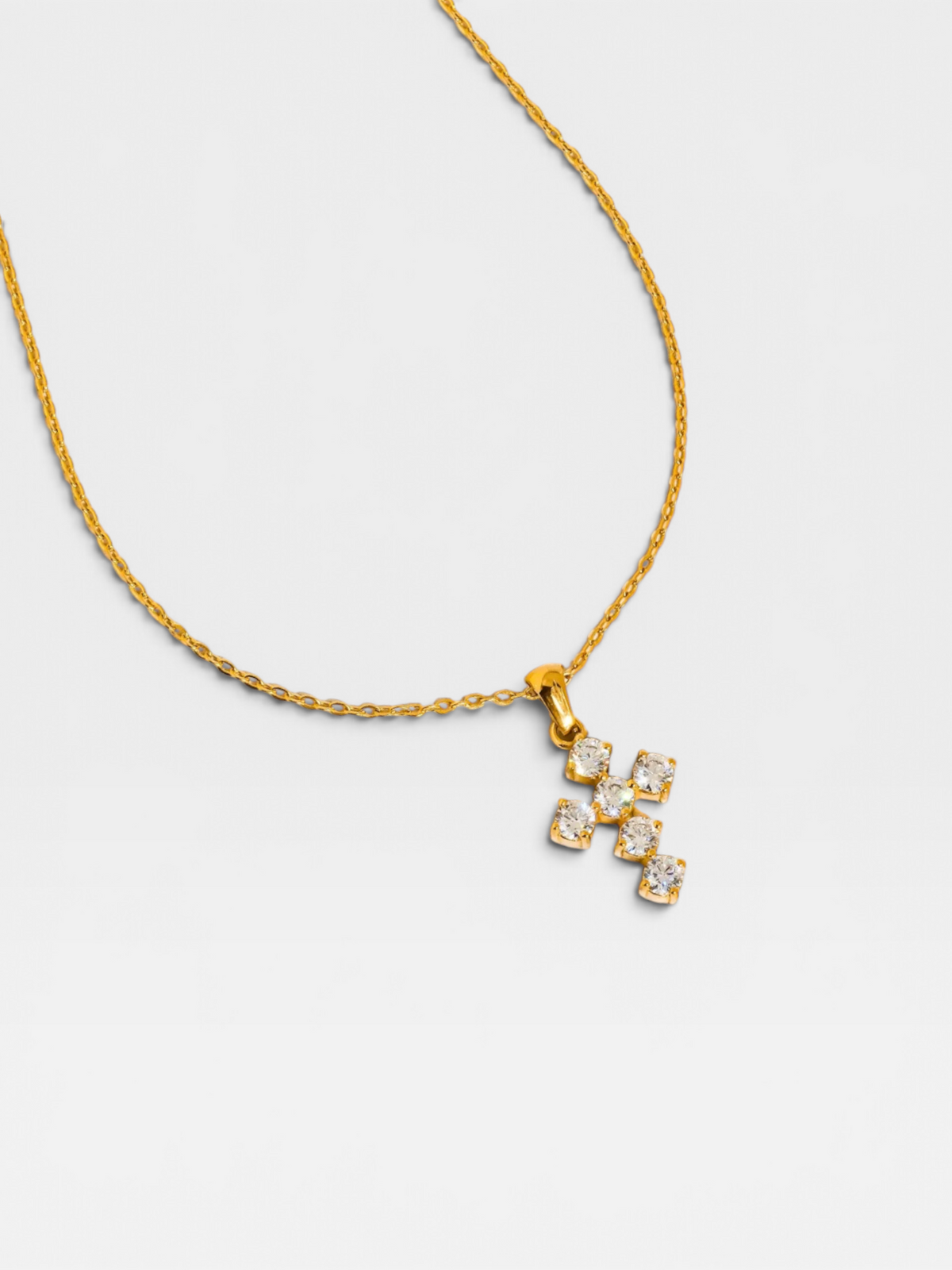 18K GOLD NON TARNISH DANITY CZ CROSS NECKLACE