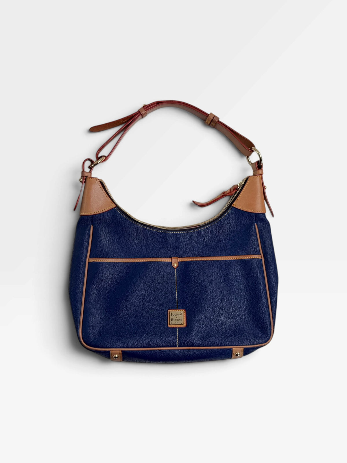 NAVY DOONEY & BOURKE LEATHER SHOULDER PURSE