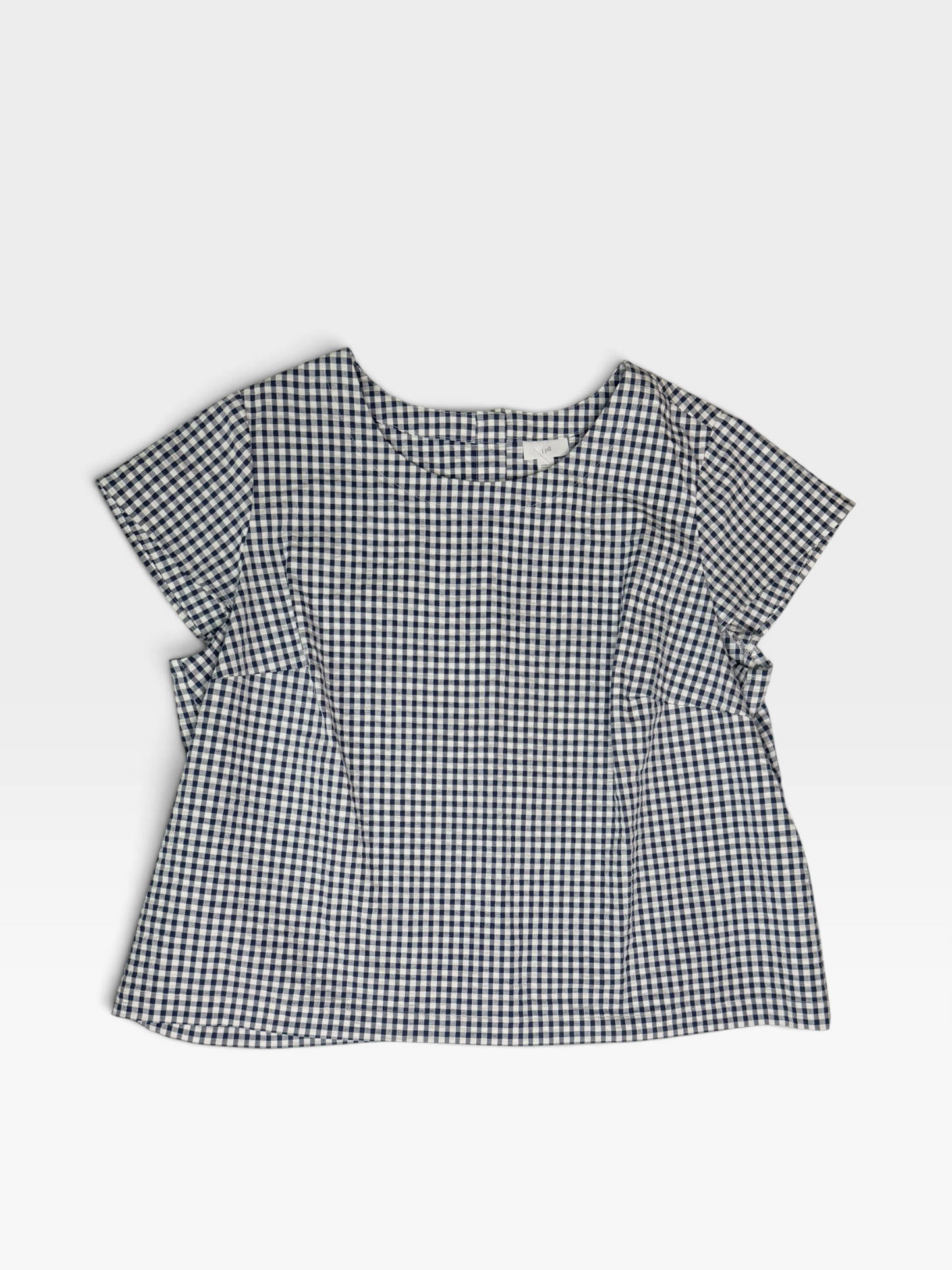 BLUE/WHITE J.JILL CHECKERED BUTTON-BACK TOP 2X